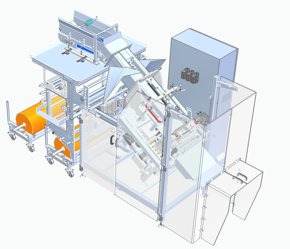 Rendering of the AVN E350 SCD/B form fill and seal machine