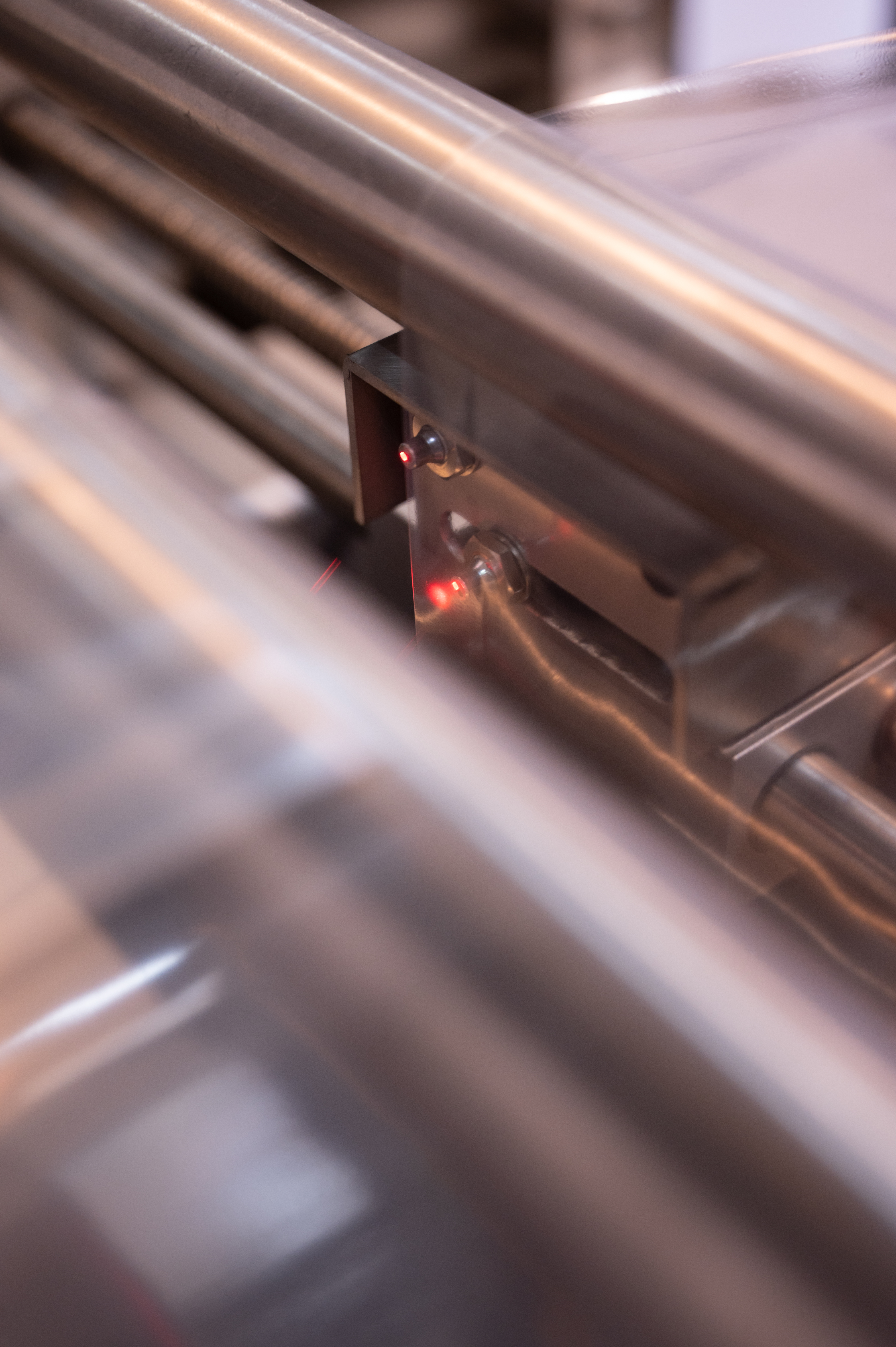 Close-up of the laser on the AVN E350 SCD form fill and seal machine.